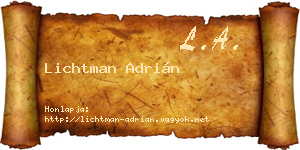 Lichtman Adrián névjegykártya